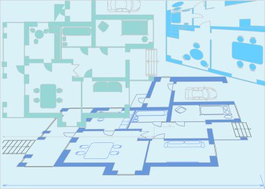 flat plans blue background clipart