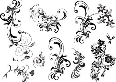 black plants culrs collection clipart