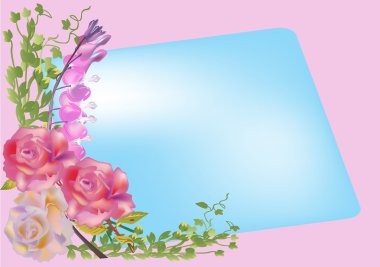 three light rose flowers decoration clipart