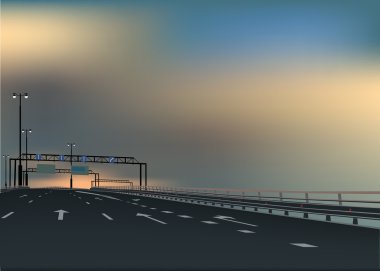 free highway under dark sky clipart