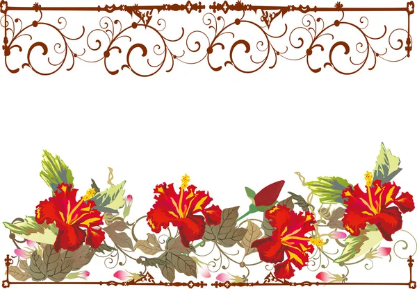 Cadre isolé avec fleurs de lys rouges — Image vectorielle