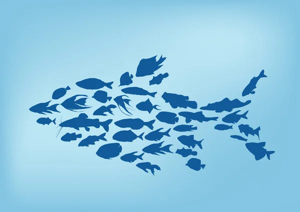 Komplexer blauer Fisch — Stockvektor