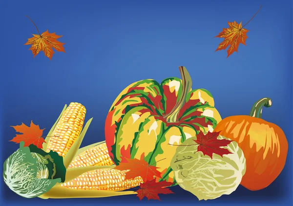 Légumes sur fond bleu — Image vectorielle