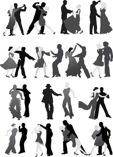 15 のダンサーのカップル — ストックベクタ