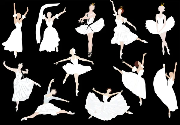 Undici ballerini bianchi — Vettoriale Stock