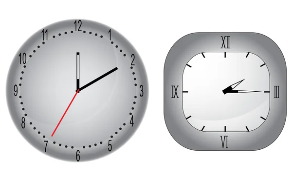 Due orologi isolati su bianco — Vettoriale Stock