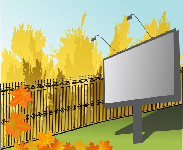 Billboard poblíž podzimní park — Stockový vektor