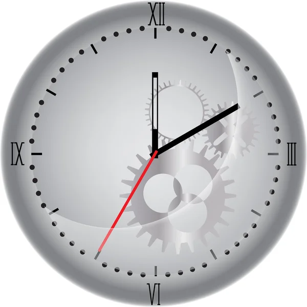 Clock with gears isolated on white — Stock Vector