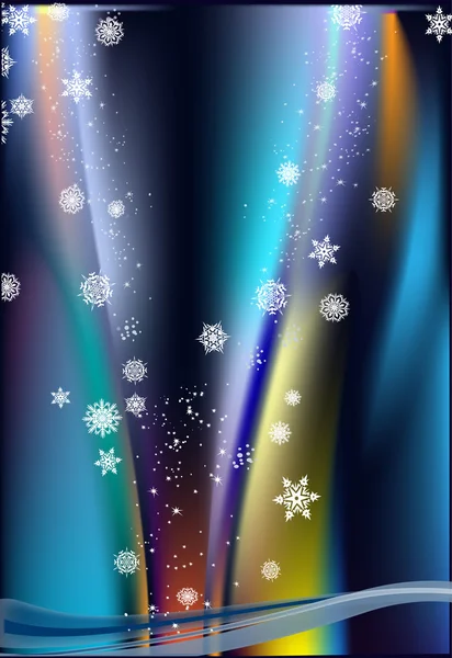 Flocos de neve brancos na ilustração de fundo de cor — Vetor de Stock