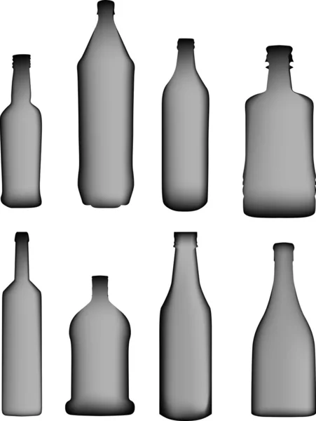 Grijze geïsoleerde flessen collectie — Stockvector