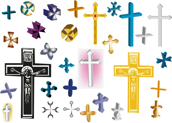 Collection of isolated crosses — Stock Vector