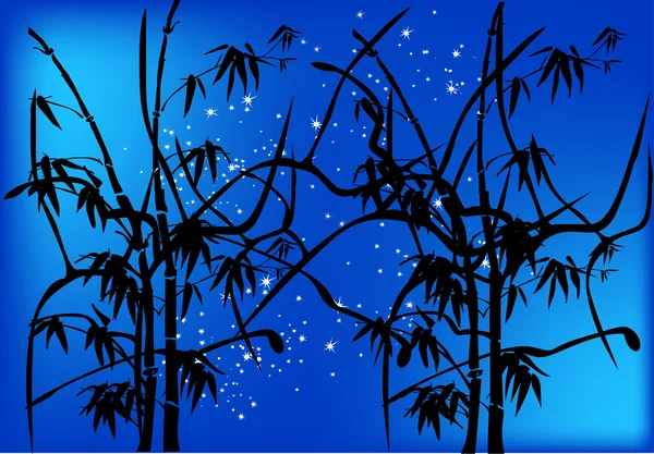 Bambus am nächtlichen Sternenhimmel — Stockvektor