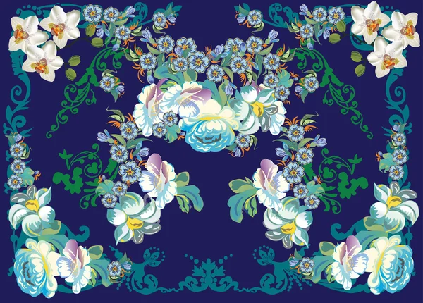 Design floral leve em azul — Vetor de Stock