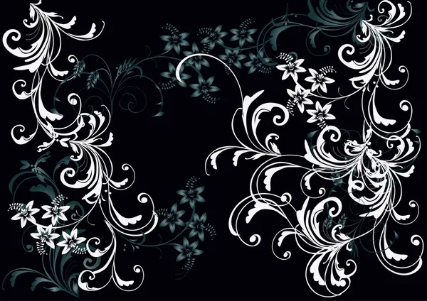 Boucles de fleurs grises et blanches — Image vectorielle