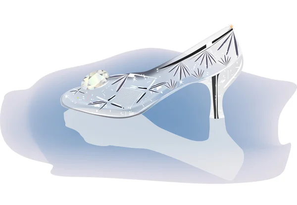 Crystal shoe with reflection illustration — Stock Vector