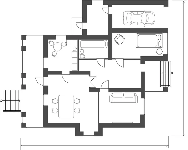 Plán bytu izolovaných na bílém — Stockový vektor