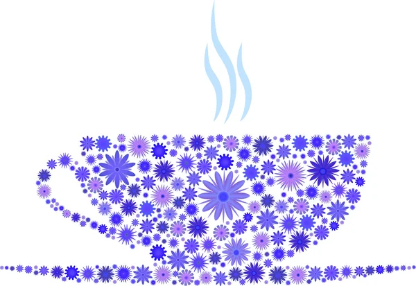 Синий цветок чашки изолированы на белом — стоковый вектор