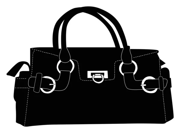 Femme isolée sac à main noir — Image vectorielle