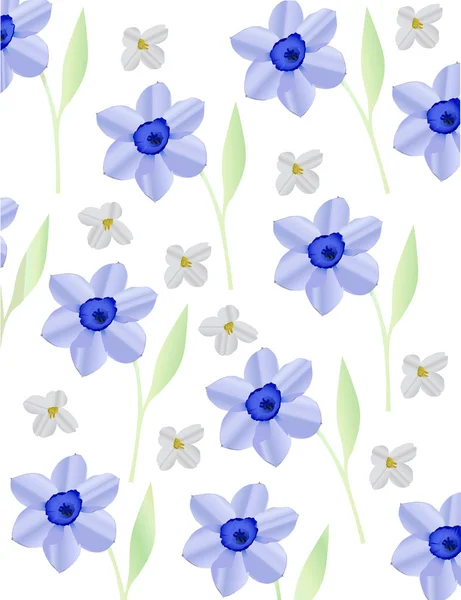 Blauwe narcissus bloemen achtergrond — Stockvector