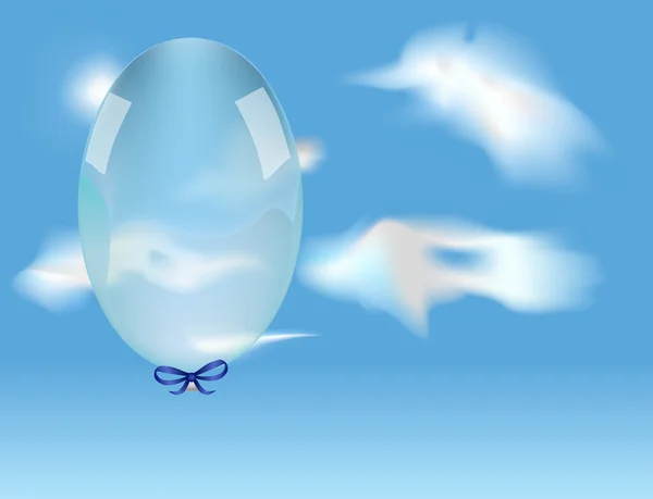 Ballon bleu dans le ciel — Image vectorielle