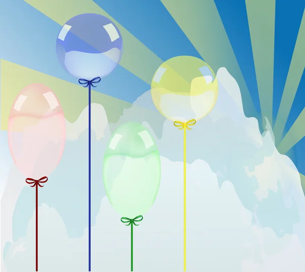 Τέσσερις μπαλόνια χρώμα στο φόντο του ουρανού — Διανυσματικό Αρχείο