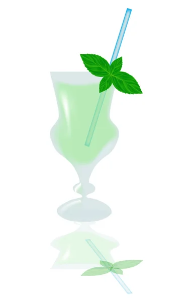 Liść zielony koktajl szkła z miętą — Wektor stockowy