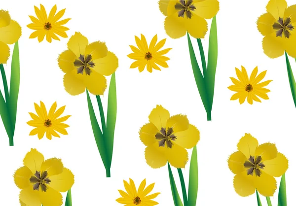 Tulipanes amarillos fondo ilustración — Archivo Imágenes Vectoriales