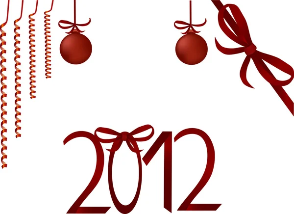 Новый год иллюстрация с красными бантами — стоковый вектор