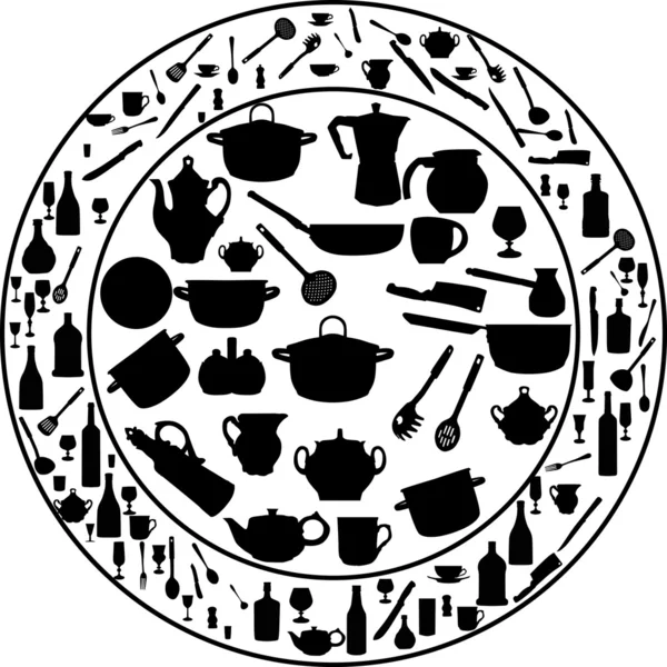 Cercle fond de la vaisselle noire — Image vectorielle