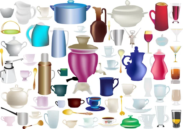 Large collection of isolated ware — Stock Vector