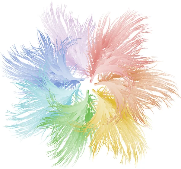 Rainbowfluffy penas isoladas — Vetor de Stock