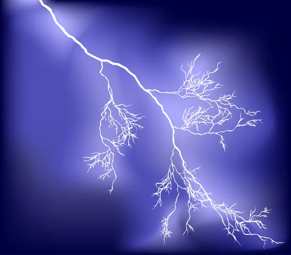 Bright lightning in dark sky illustration — Stock Vector