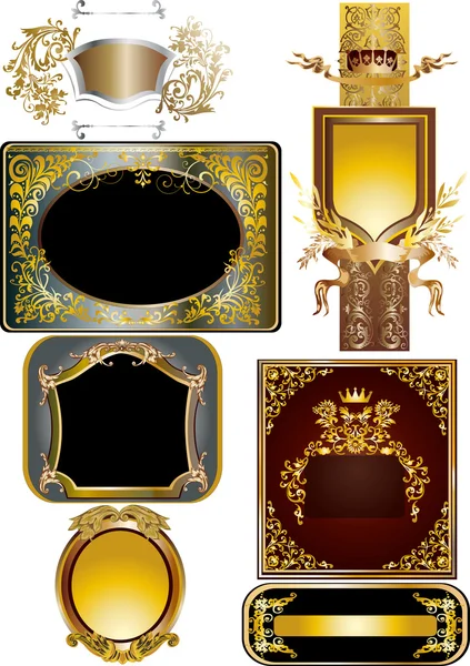 Украшенные золотые рамки на белом — стоковый вектор