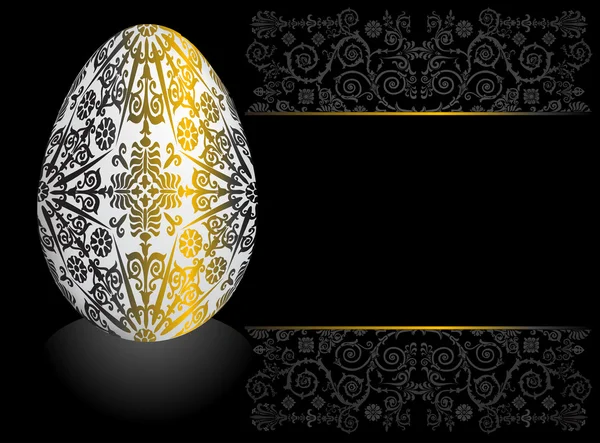 Decorated Easter egg on black — Stock Vector