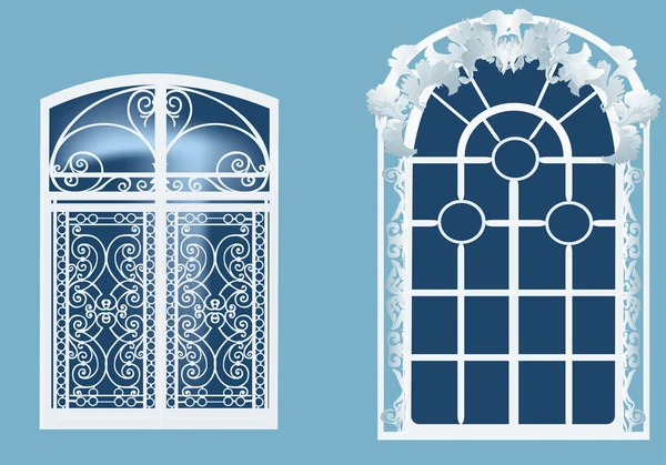 Två fönster på blå bakgrund — Stock vektor