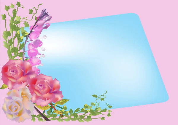 Drei helle rosa Blumen Dekoration — Stockvektor