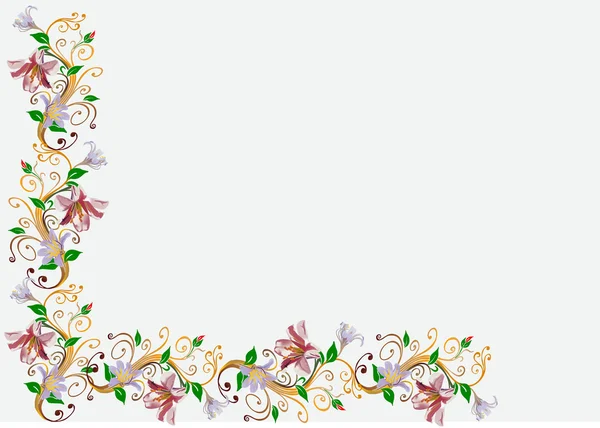 Light lily flowers corner illustration — Stock Vector
