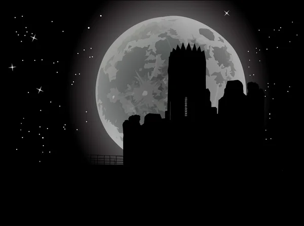 Замок и ночное небо фон — стоковый вектор