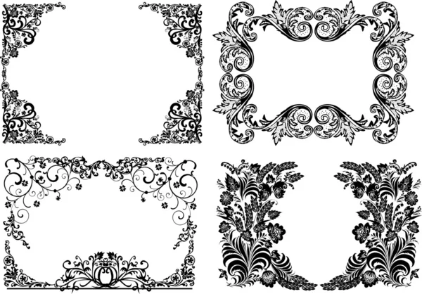 Four black curled frames — Stock Vector
