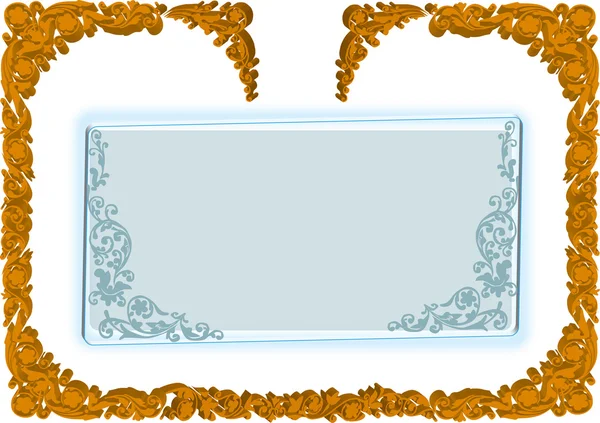 Goud en blauwe frames illustratie — Stockvector