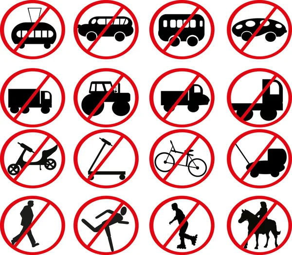 stock vector set of transportation prohibitory signs