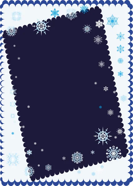 Lichte blauwe sneeuwvlok frame illustratie — Stockvector