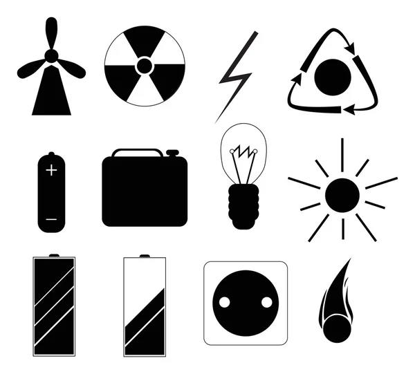 Set of black energy related icons — Stock Vector