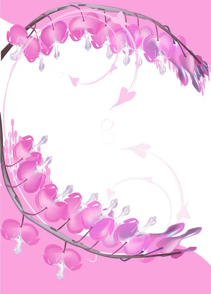 Two pink flower branches decoration — Stock Vector
