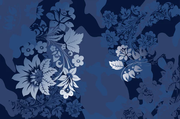 Mörk blå blomma bakgrund illustration — Stock vektor