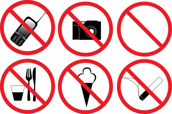 stock vector six prohibitory signs isolated on white