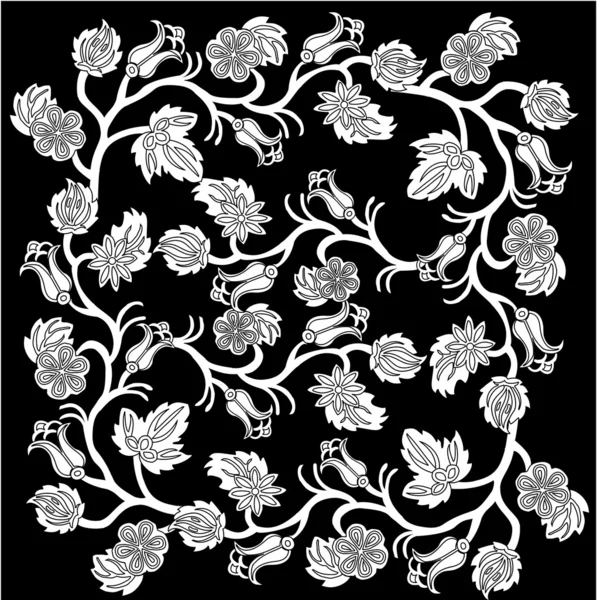 Ornamento simmetrico della pianta bianca — Vettoriale Stock