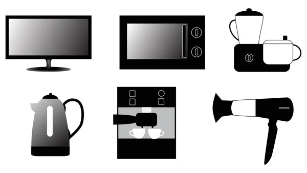 Conjunto de iconos electrodomésticos aislados en blanco — Vector de stock