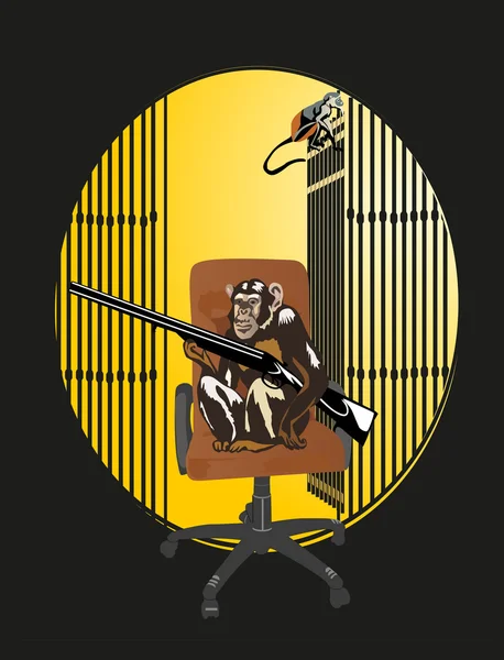 猿は、武器のイラスト — ストックベクタ