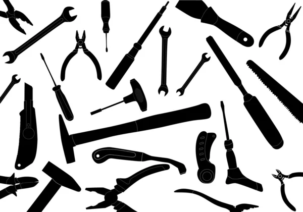 Différents outils noirs fond — Image vectorielle